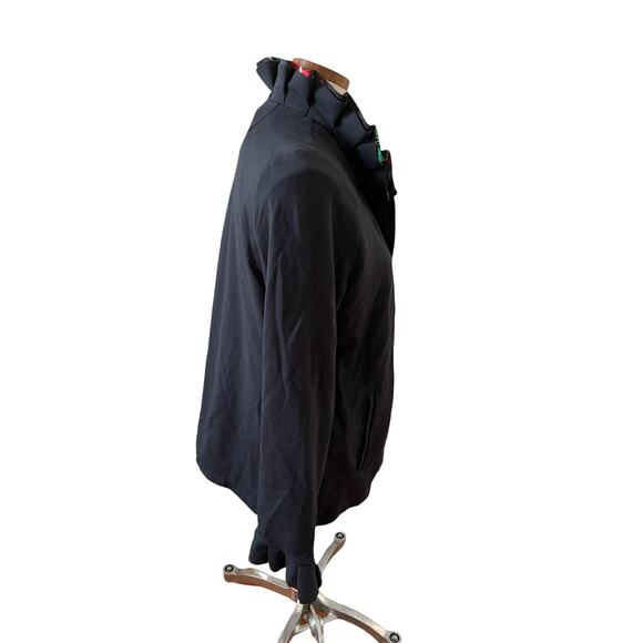 Soft Surroundings stand up ruffle collar jacket black rose gold accent - Picture 4 of 9